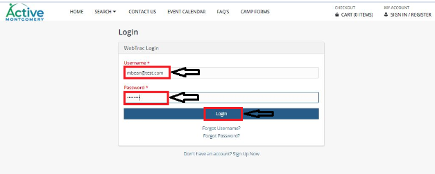 This image shows the text boxes to input and create your username and password.